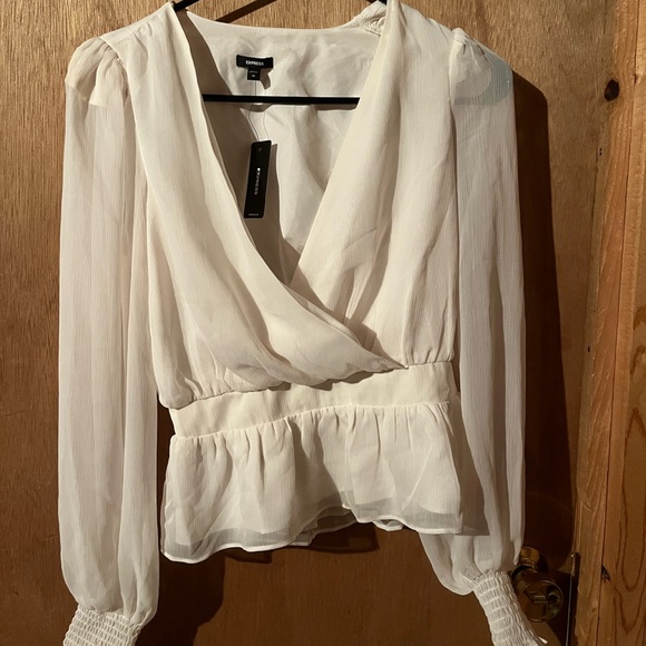 Express Tops - Express Ivory Wrap Blouse